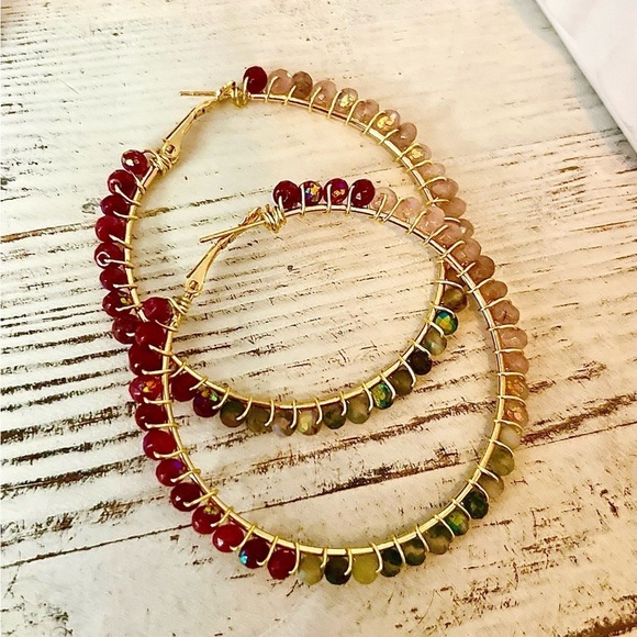 Hoop Earrings - Beautiful Seed Beads - Picture 1 of 7